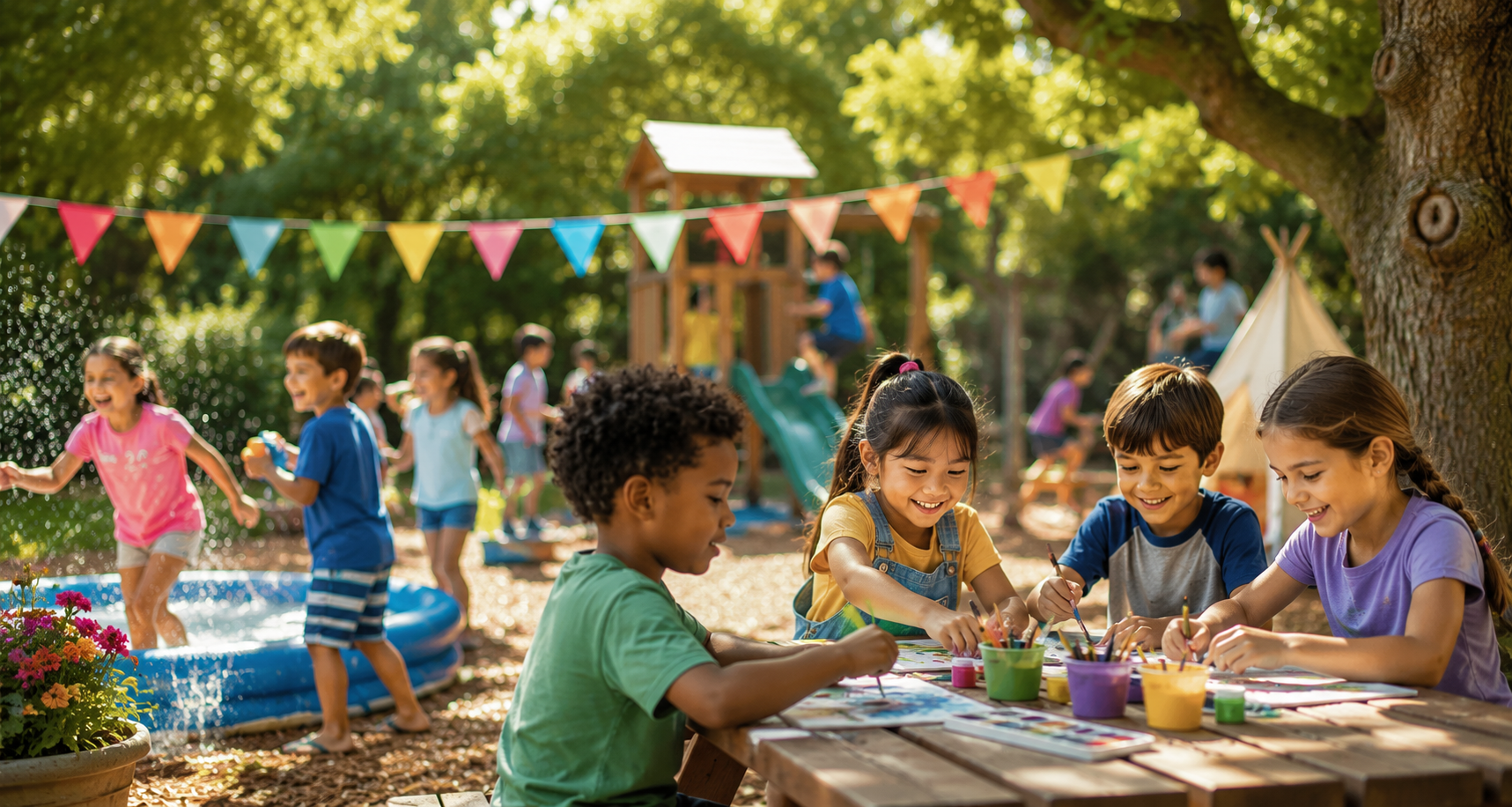 Children enjoying summer camp activities